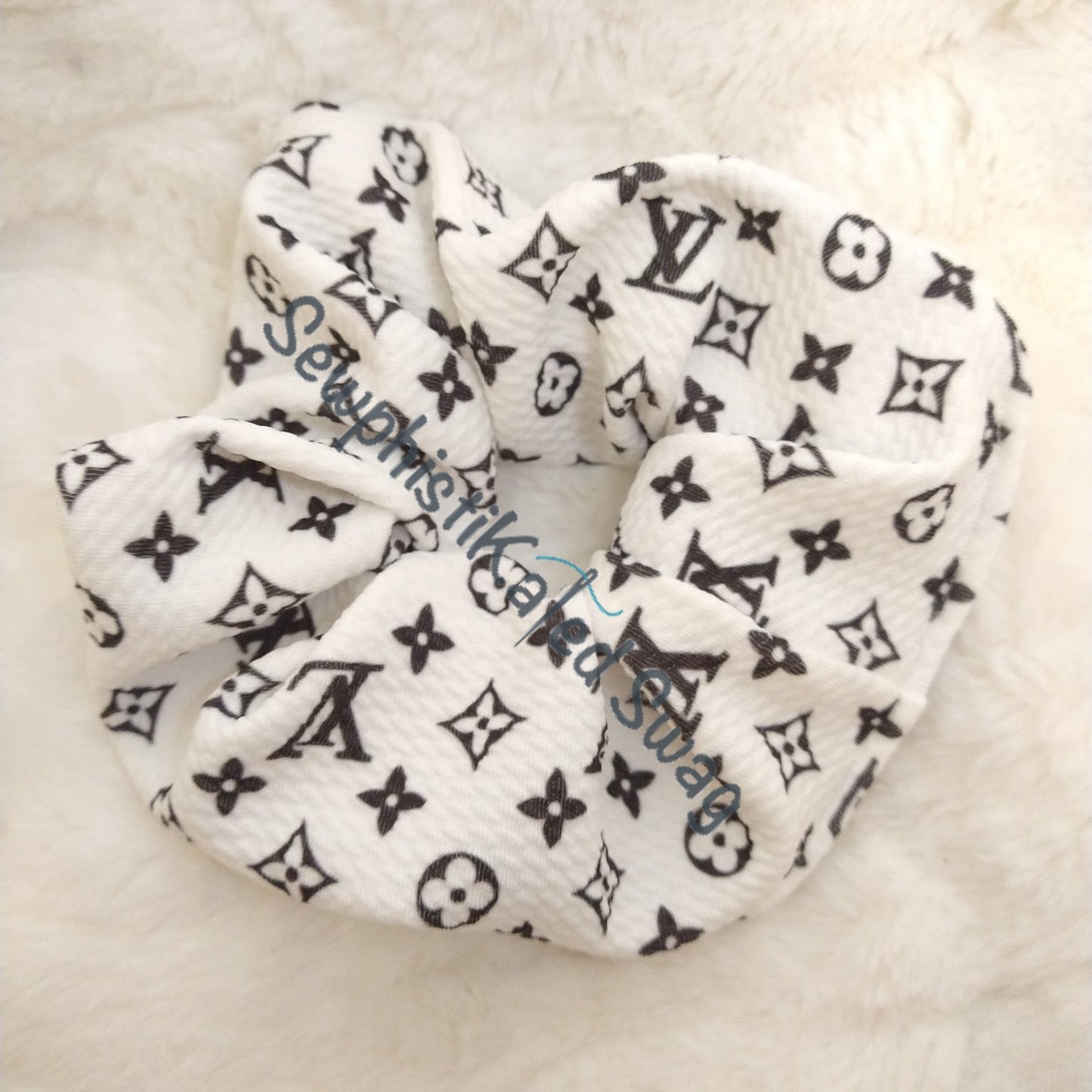 Black on White Monogram Bougie Headbands & Scrunchies