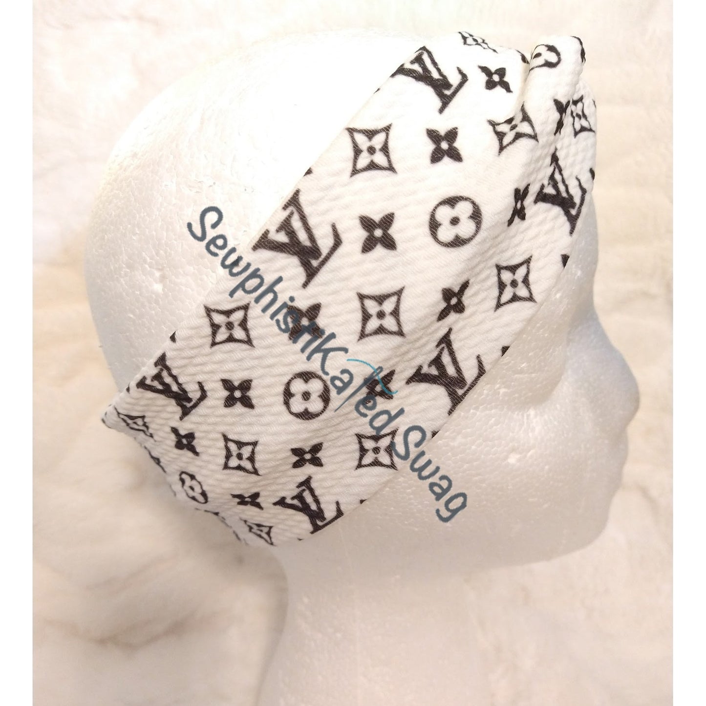 Black on White Monogram Bougie Headbands & Scrunchies