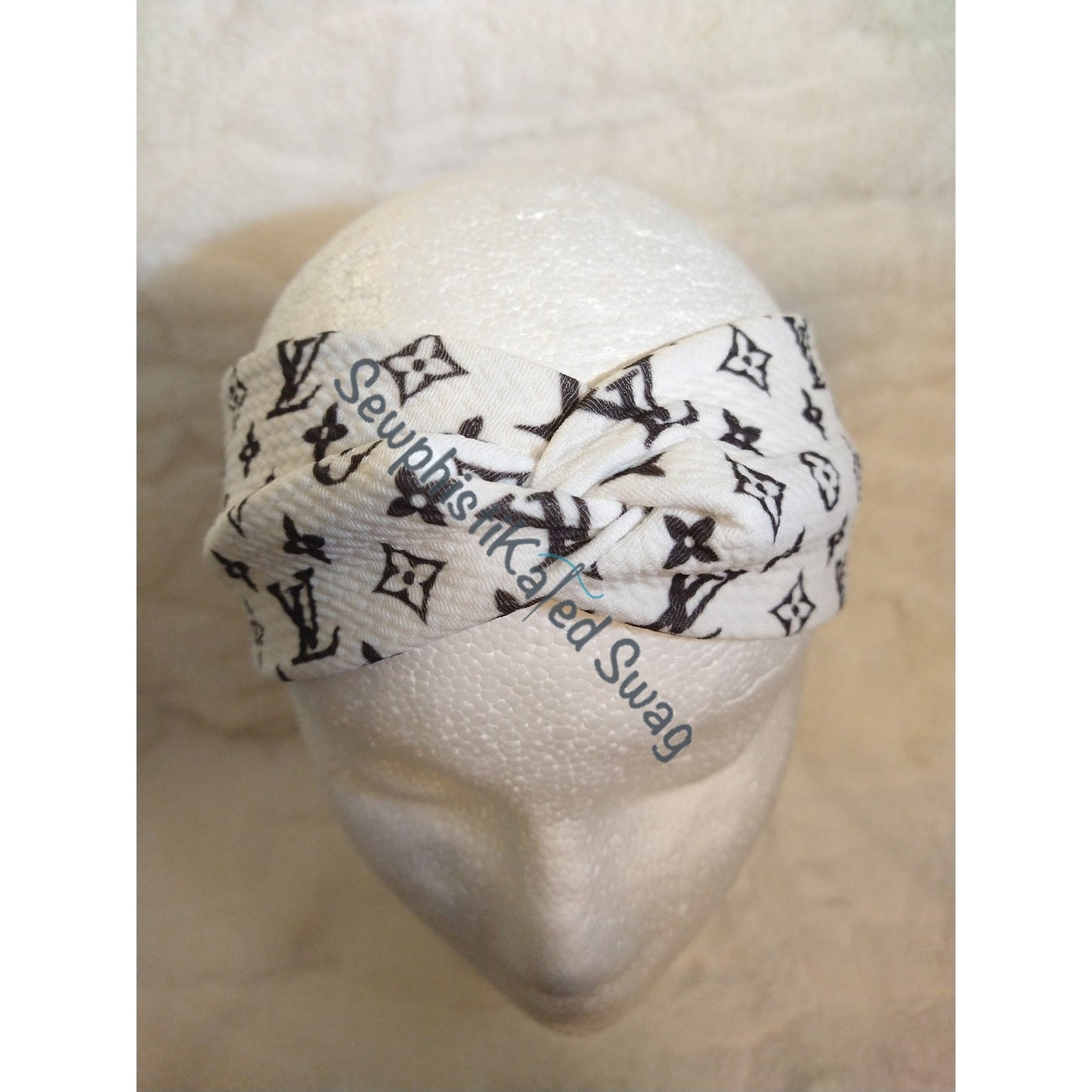 Black on White Monogram Bougie Headbands & Scrunchies