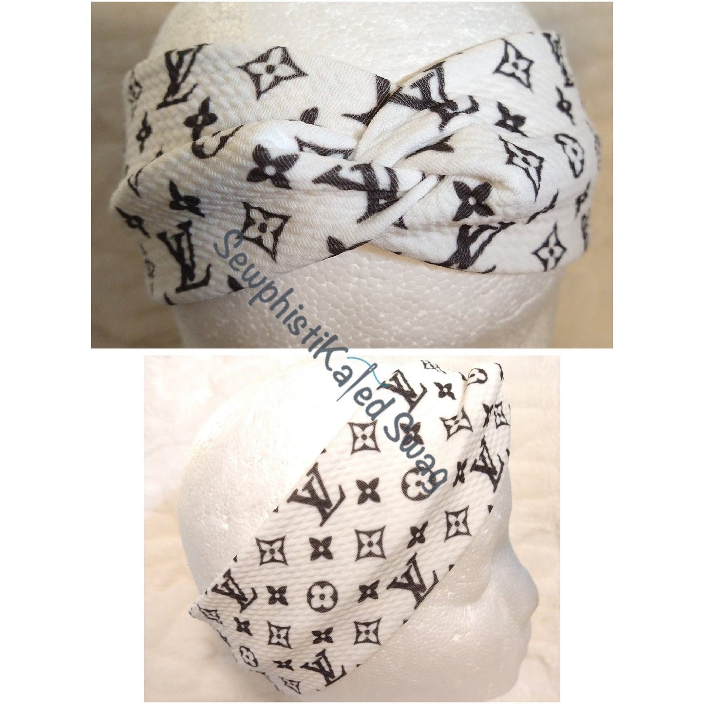 Black on White Monogram Bougie Headbands & Scrunchies