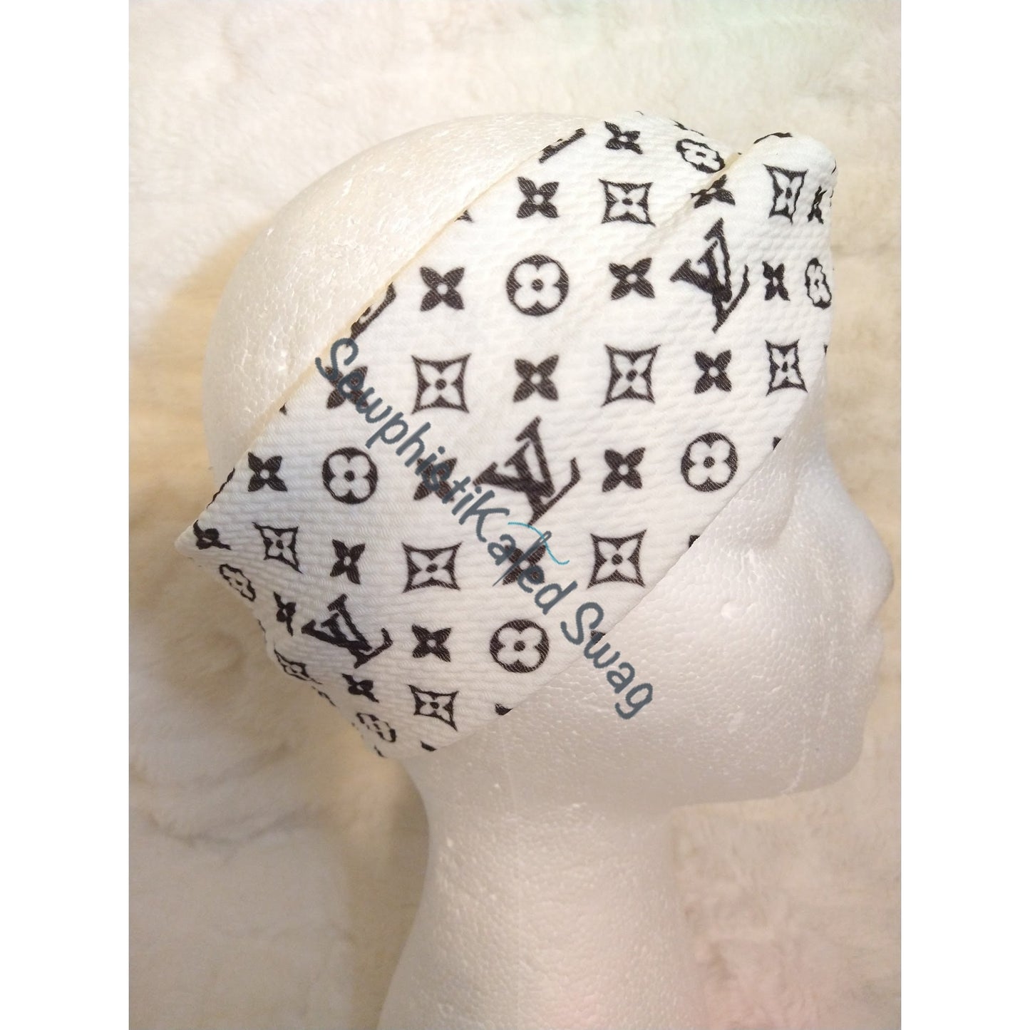 Black on White Monogram Bougie Headbands & Scrunchies