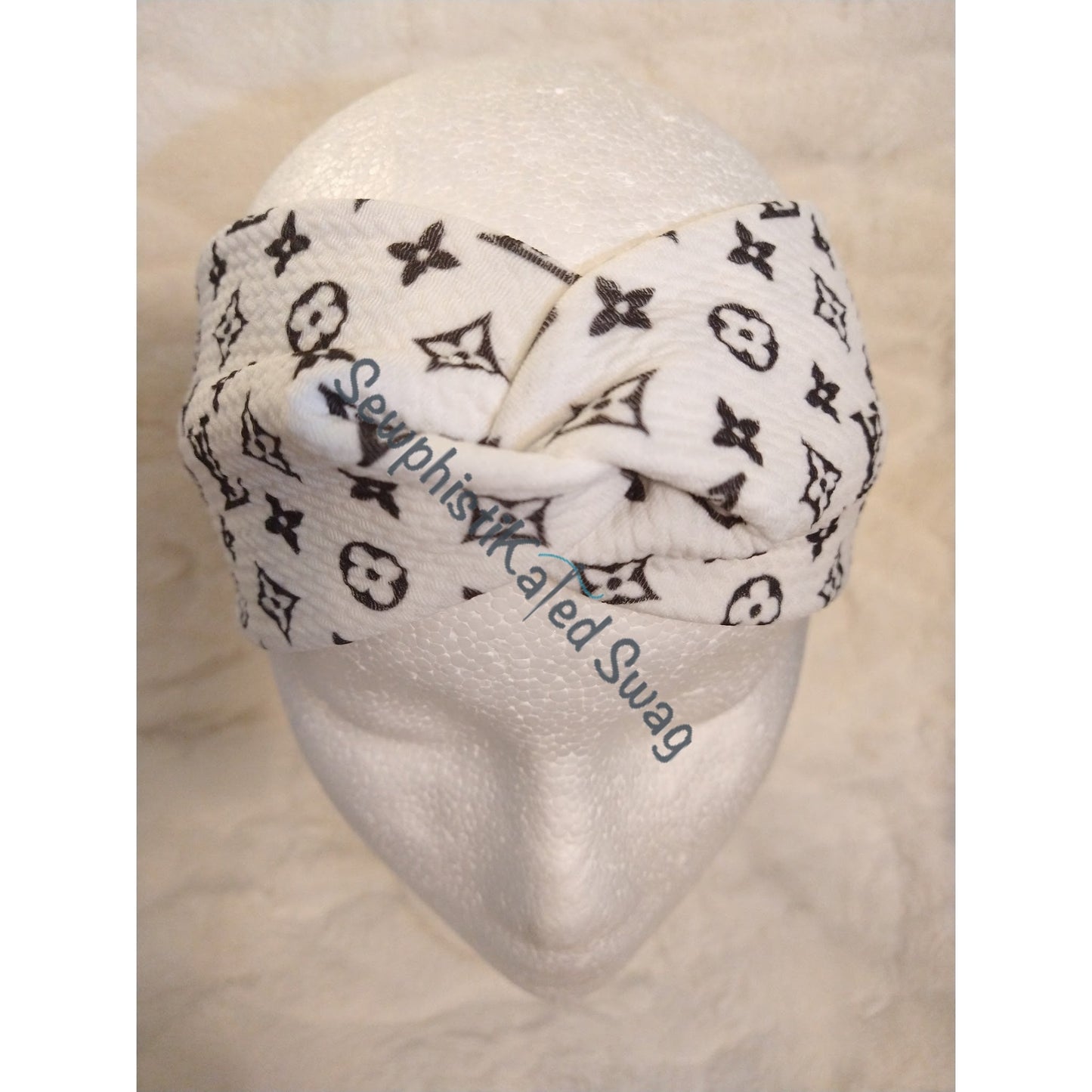 Black on White Monogram Bougie Headbands & Scrunchies