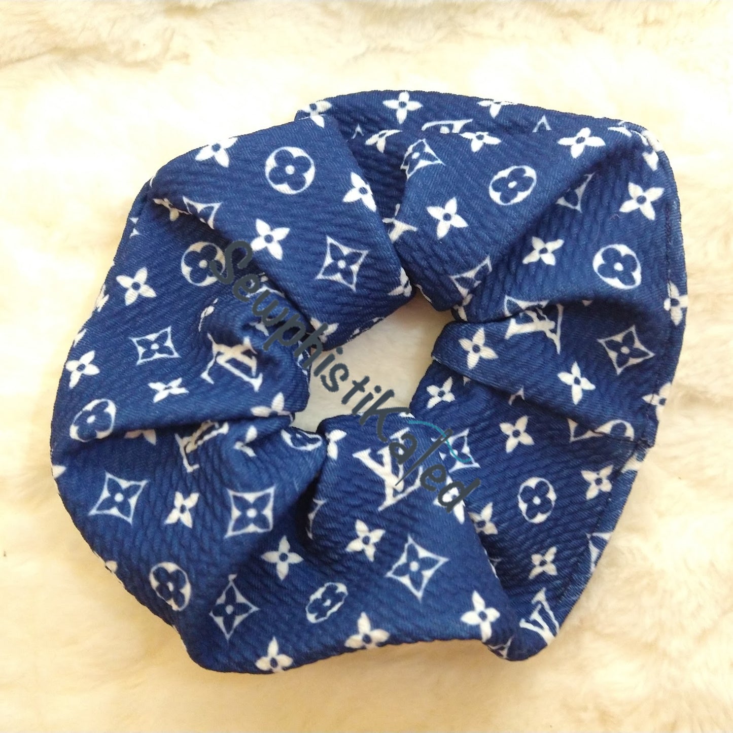 Blue Monogram Bougie Headbands & Scrunchies
