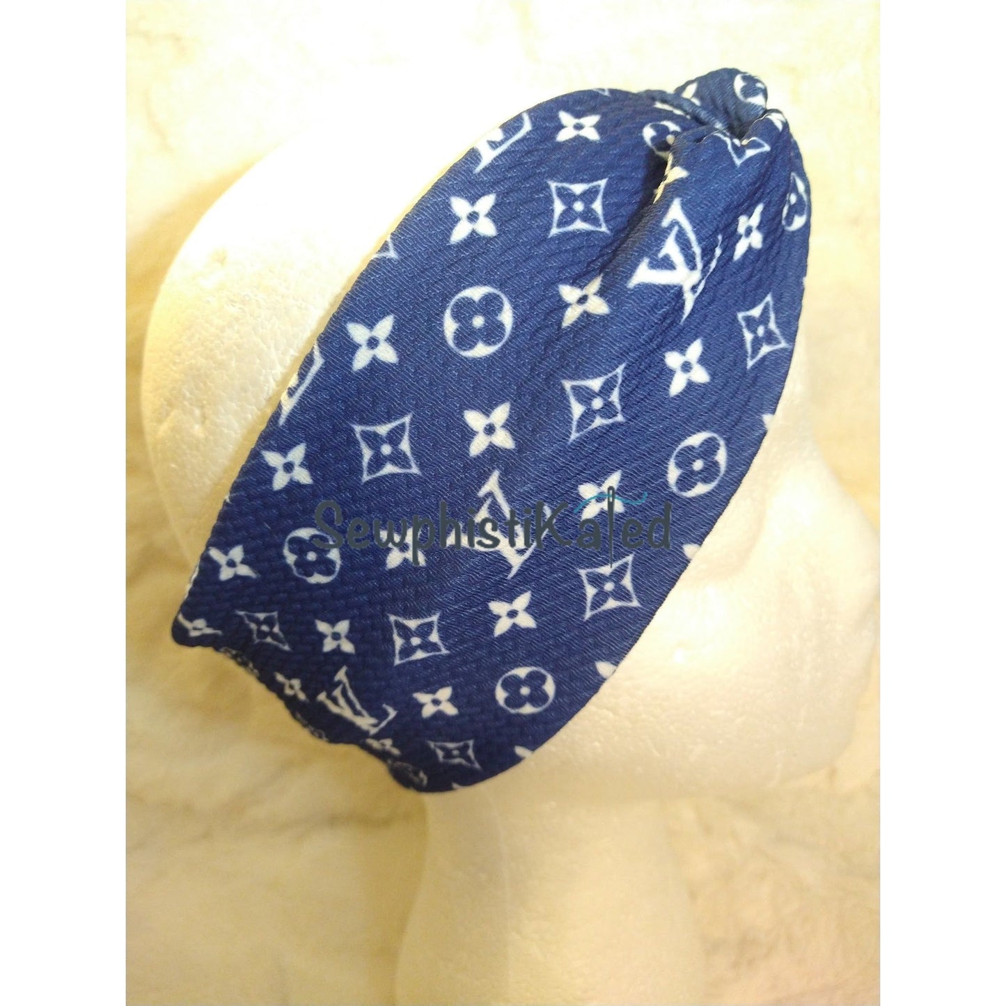 Blue Monogram Bougie Headbands & Scrunchies