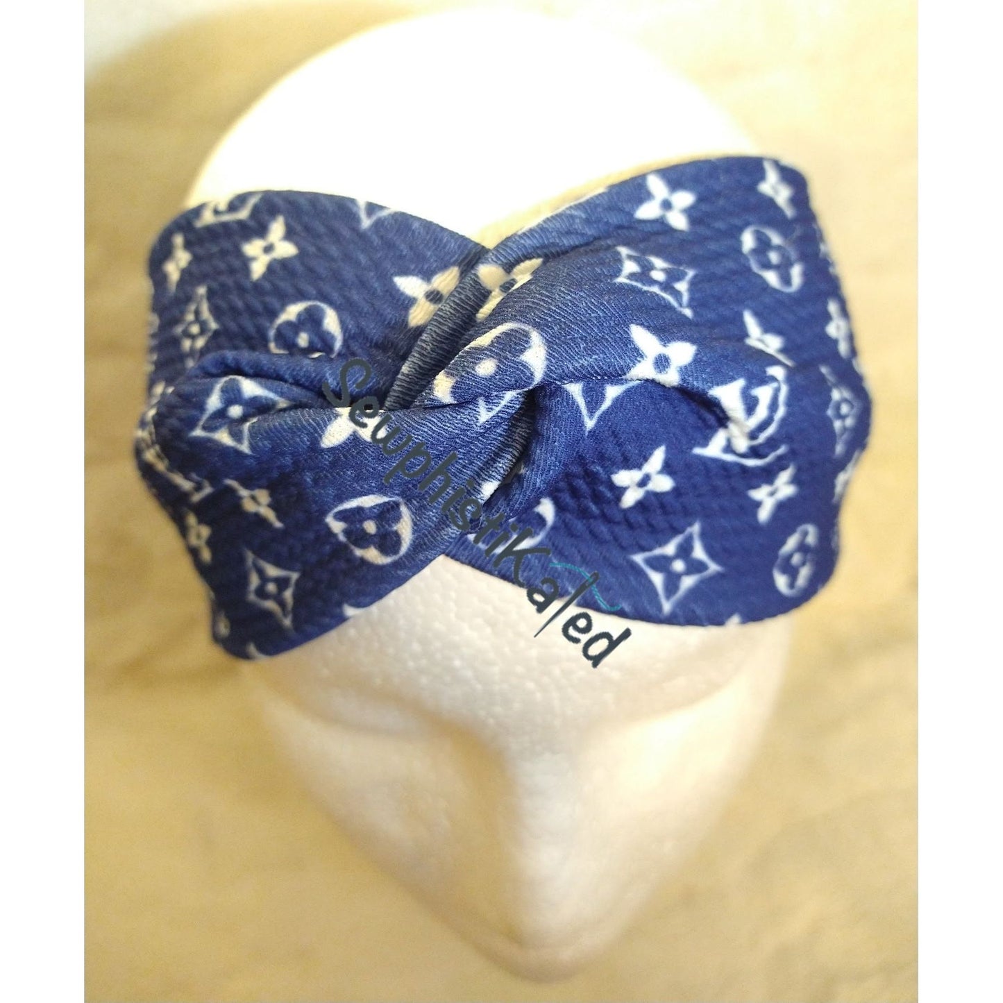 Blue Monogram Bougie Headbands & Scrunchies