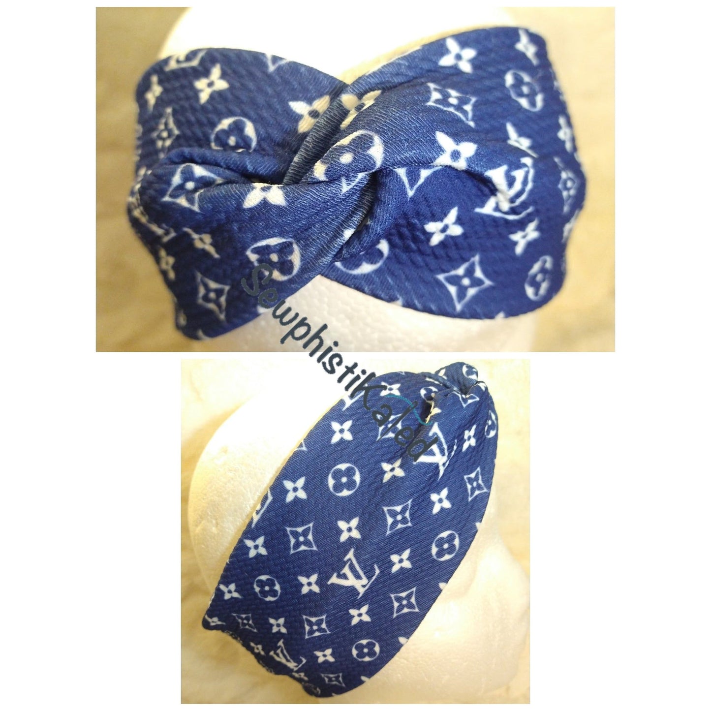 Blue Monogram Bougie Headbands & Scrunchies