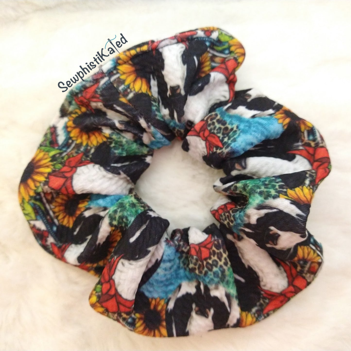 Dairy Cow & Sunflowers Headbands & Scrunchies