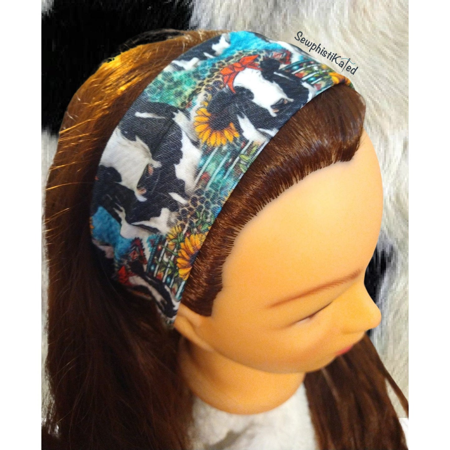 Dairy Cow & Sunflowers Headbands & Scrunchies