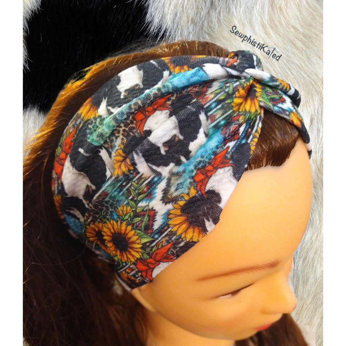 Dairy Cow & Sunflowers Headbands & Scrunchies