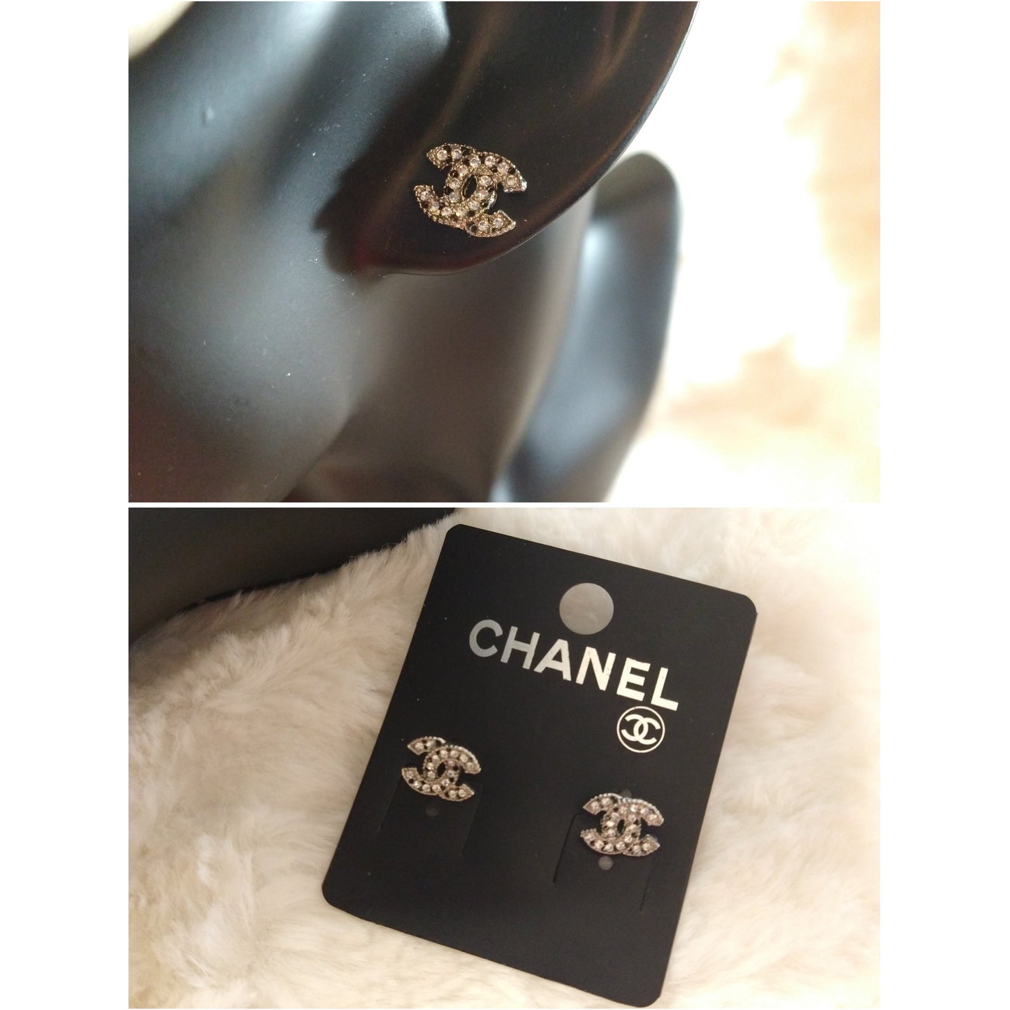 Luxury Fashion Mini Monogram Rhinestone Stud Earrings