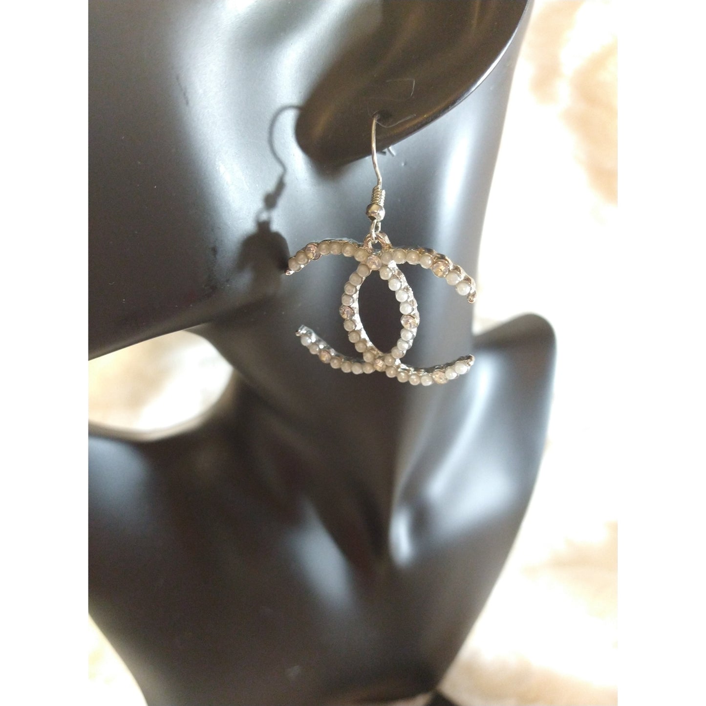 Luxury Fashion Faux Pearl & Rhinestone Monogram Earrings