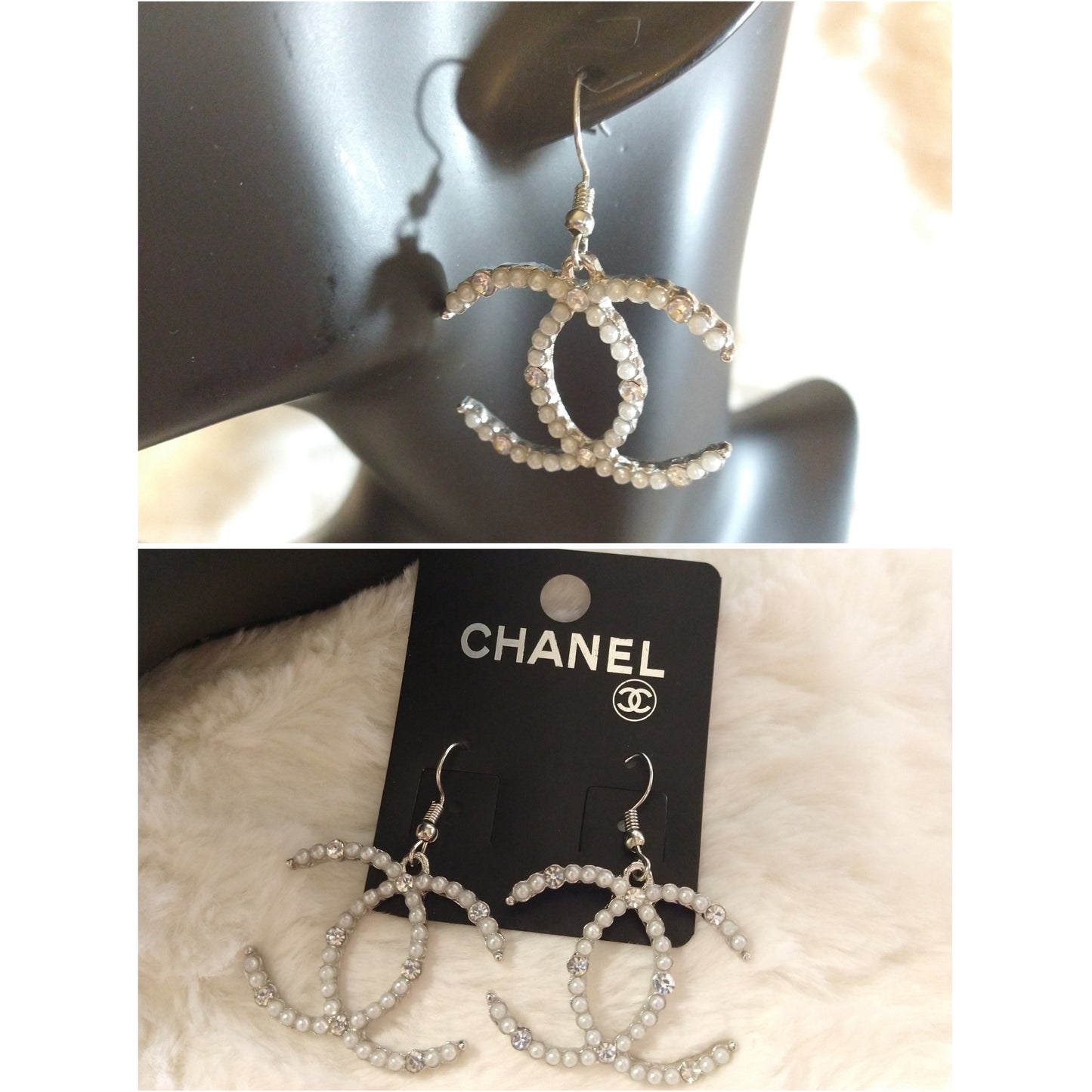 Luxury Fashion Faux Pearl & Rhinestone Monogram Earrings