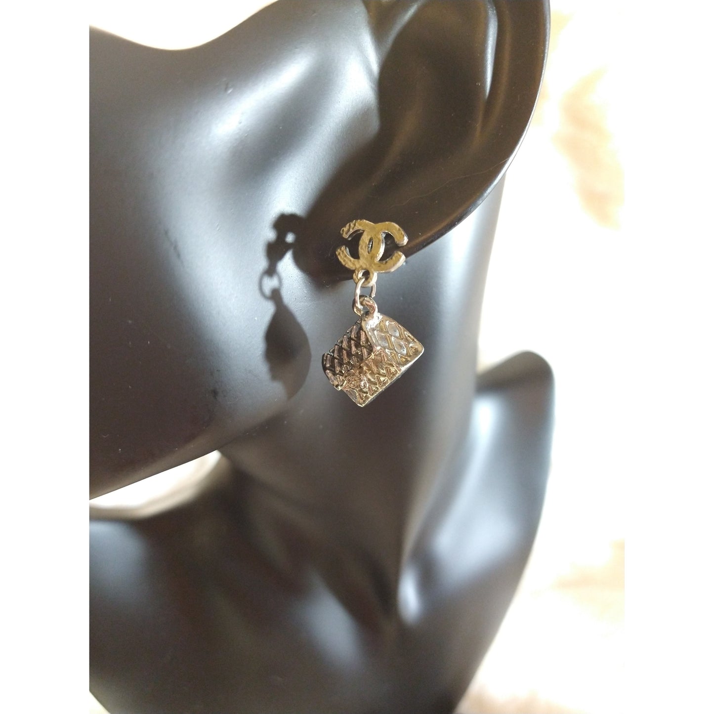 Luxury Fashion Quilted Purse Monogram Earrings