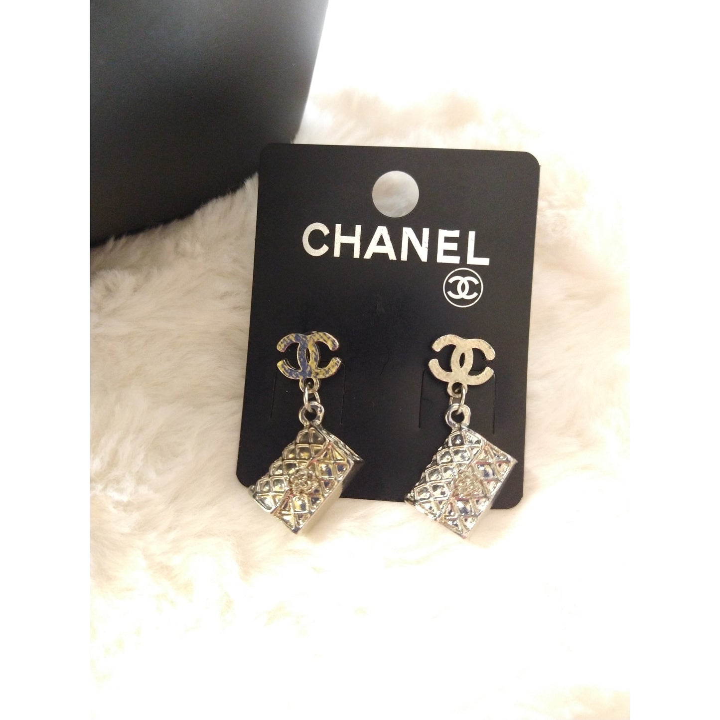Luxury Fashion Quilted Purse Monogram Earrings