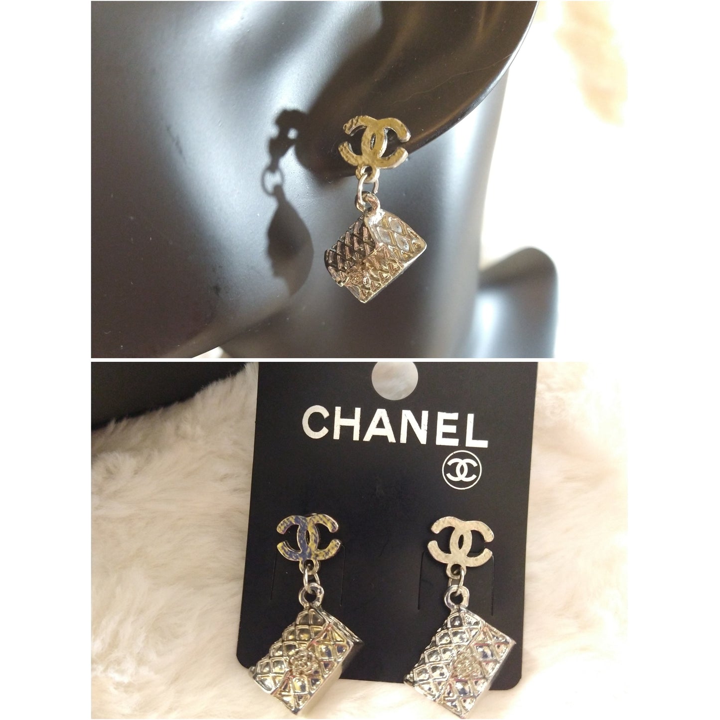 Luxury Fashion Quilted Purse Monogram Earrings
