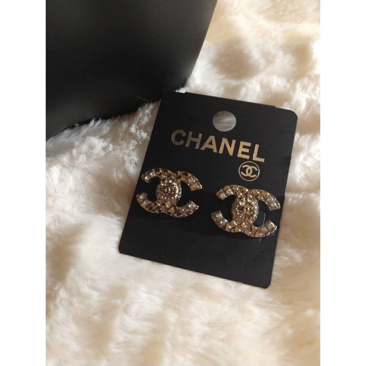 Luxury Fashion Quilted Monogram Rhinestone Stud Earrings