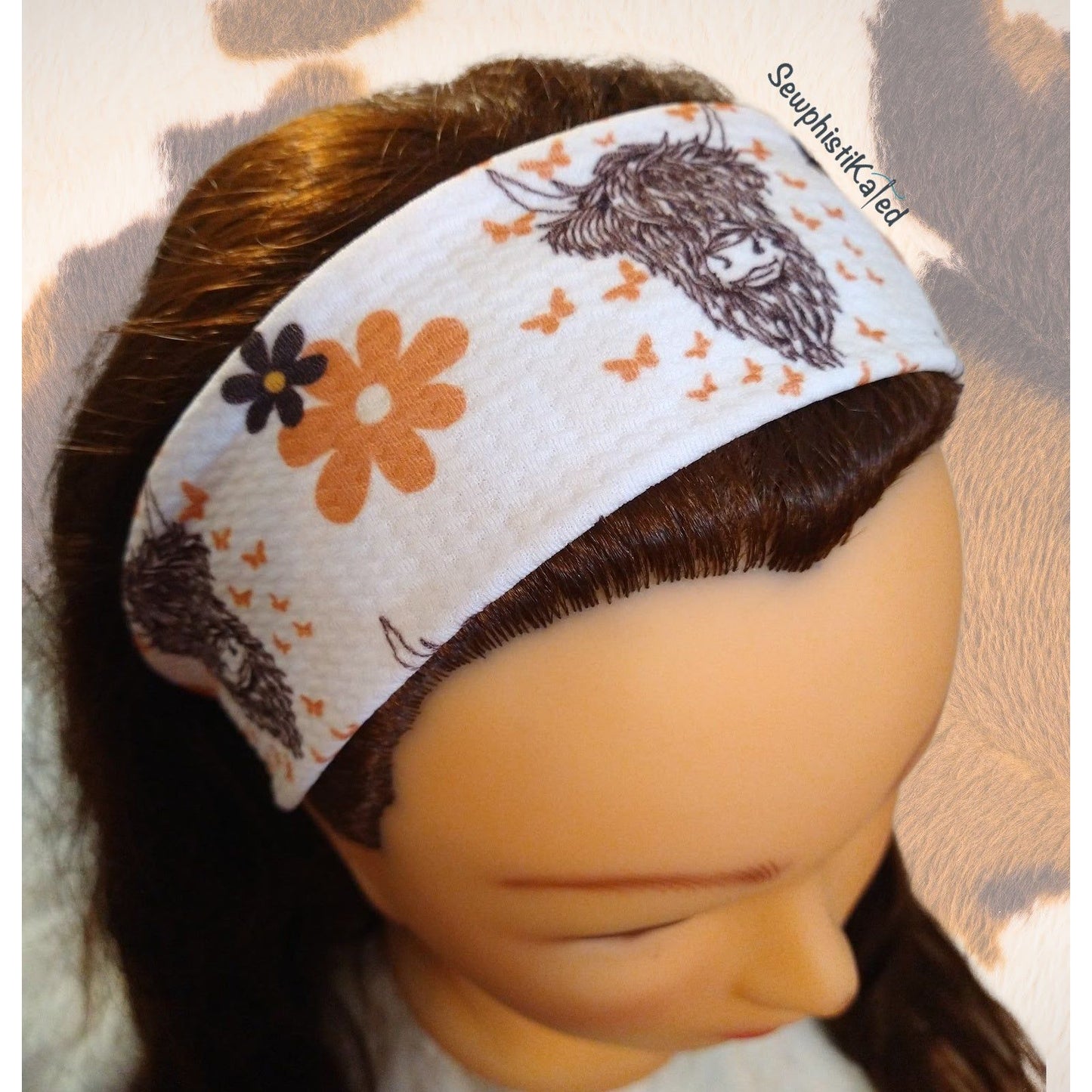 Highland Cow Daisy Headbands & Scrunchies