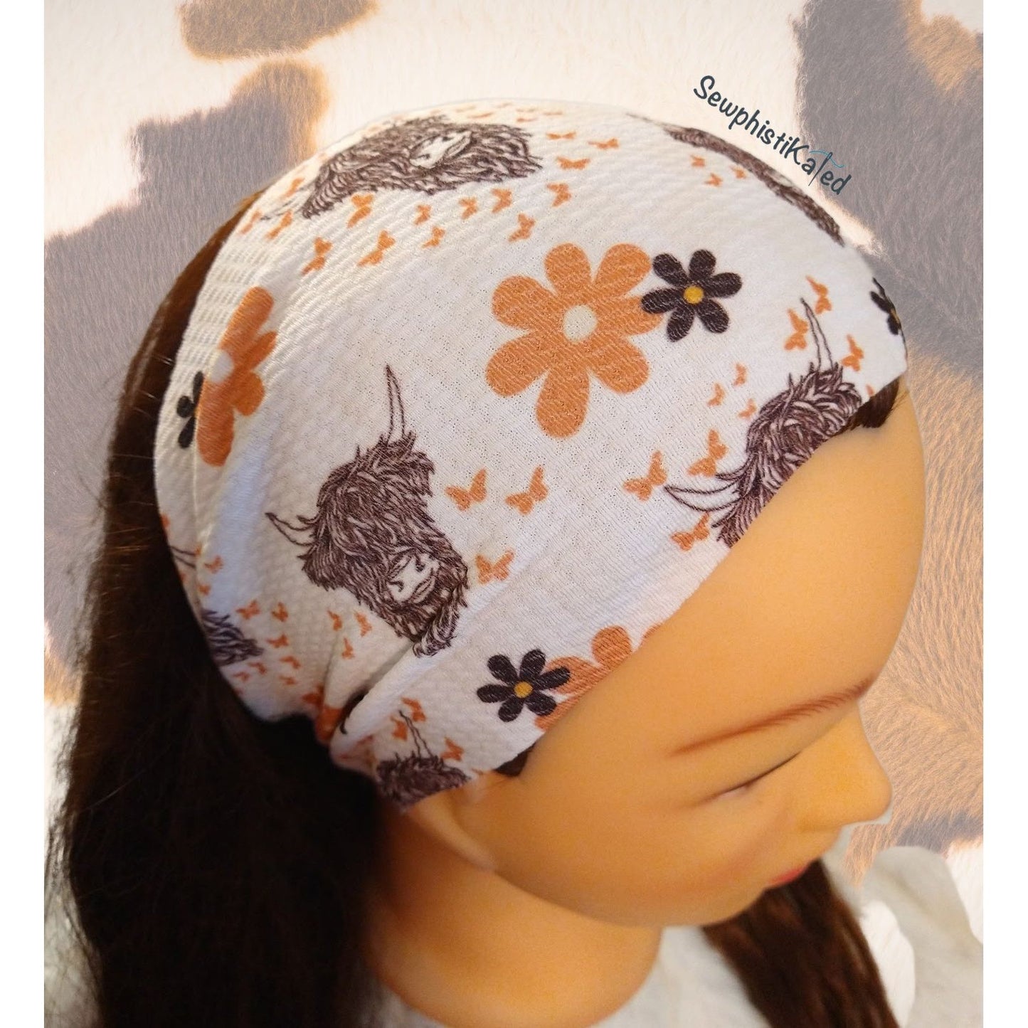 Highland Cow Daisy Headbands & Scrunchies