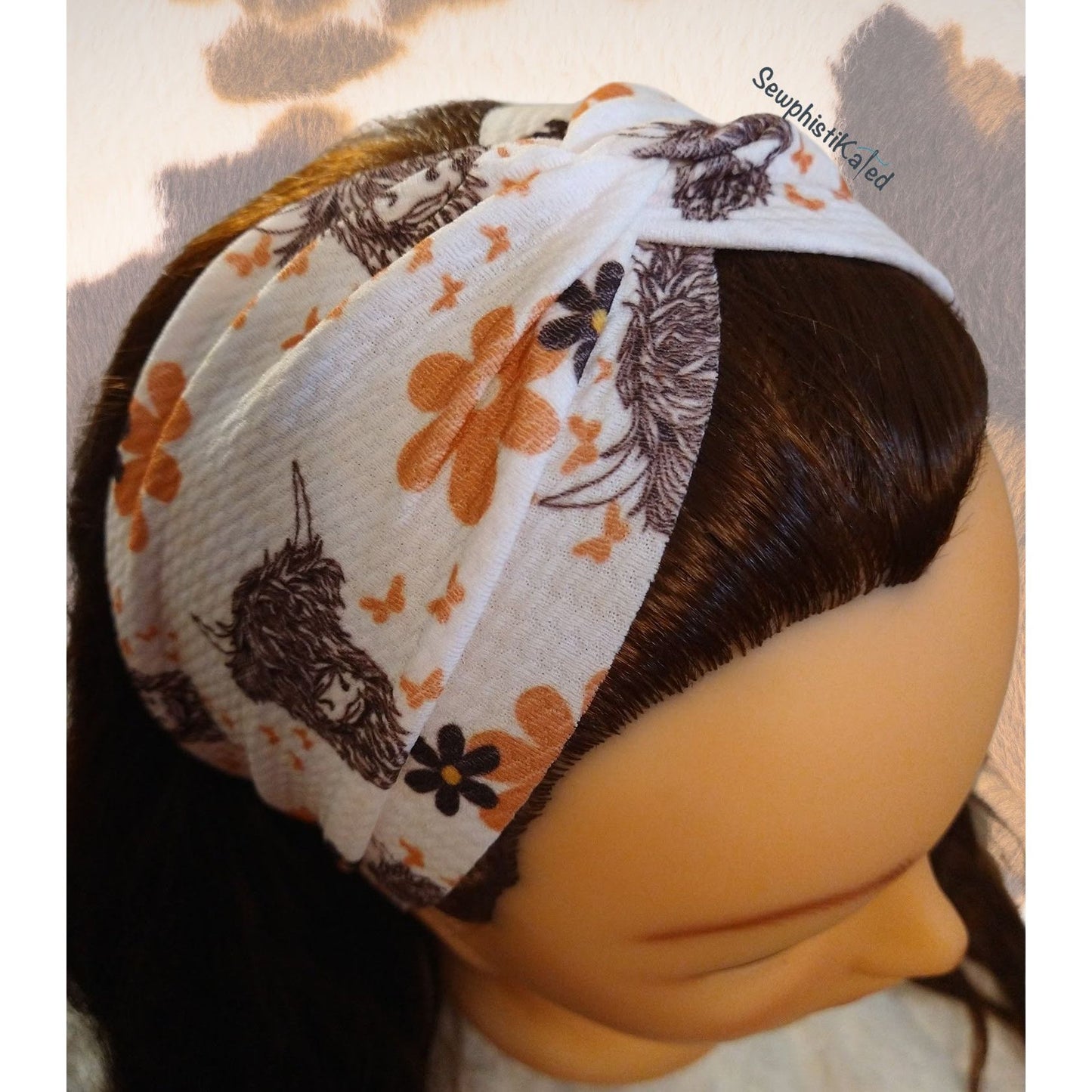 Highland Cow Daisy Headbands & Scrunchies