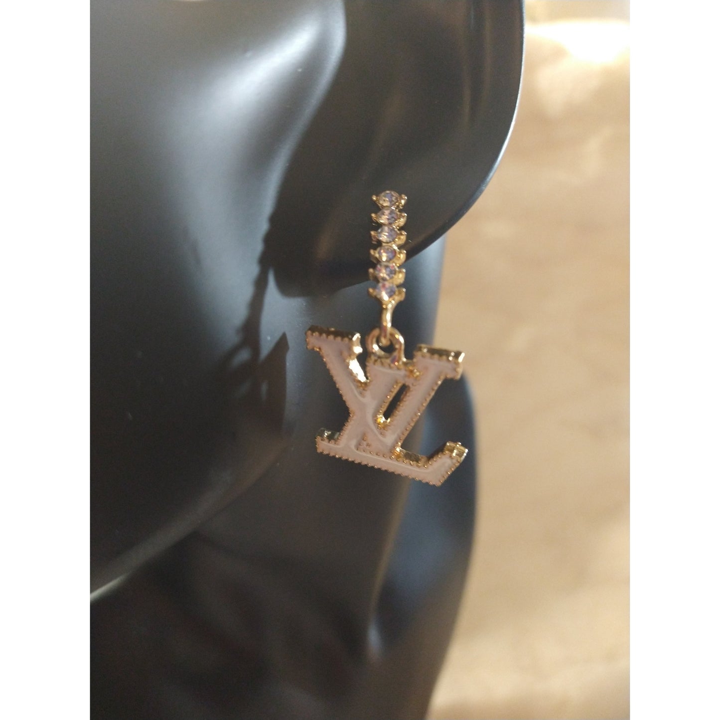 Luxury Fashion Rhinestone White Monogram Earrings