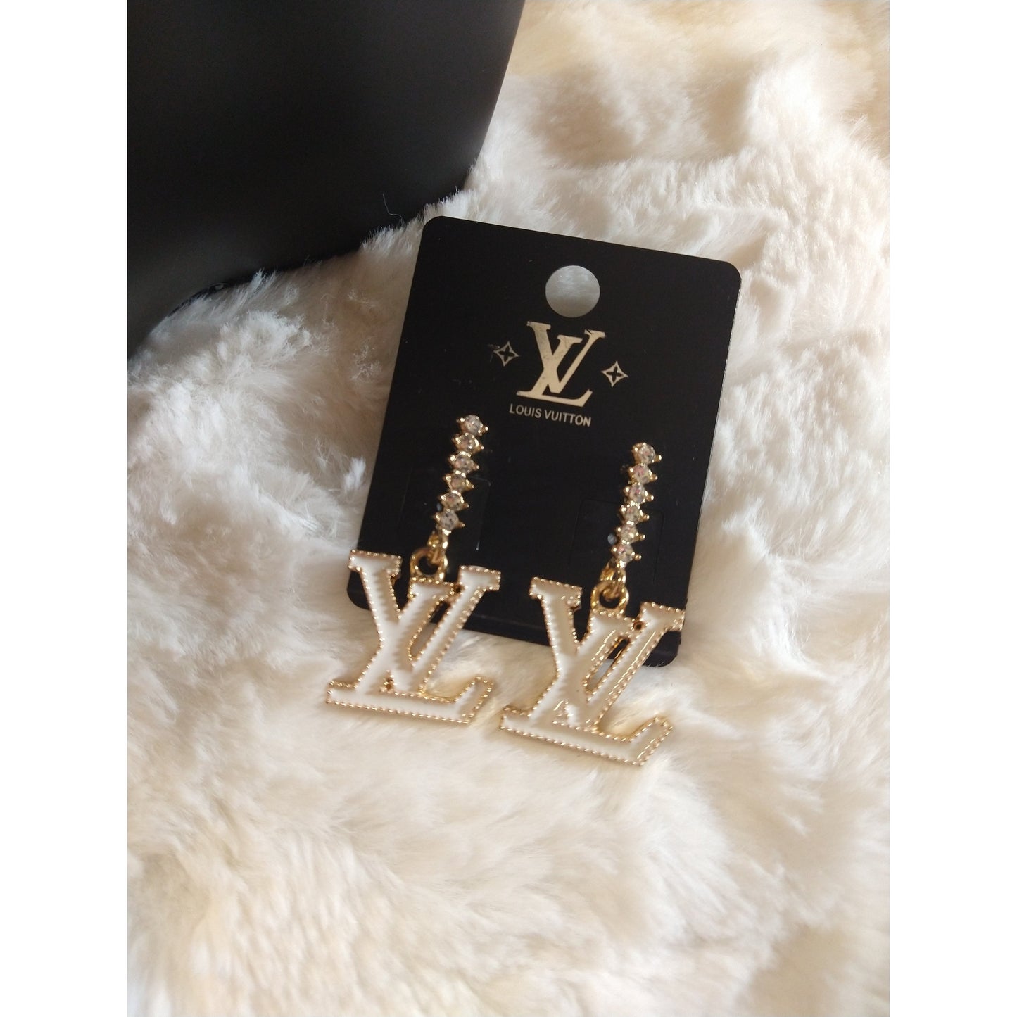 Luxury Fashion Rhinestone White Monogram Earrings