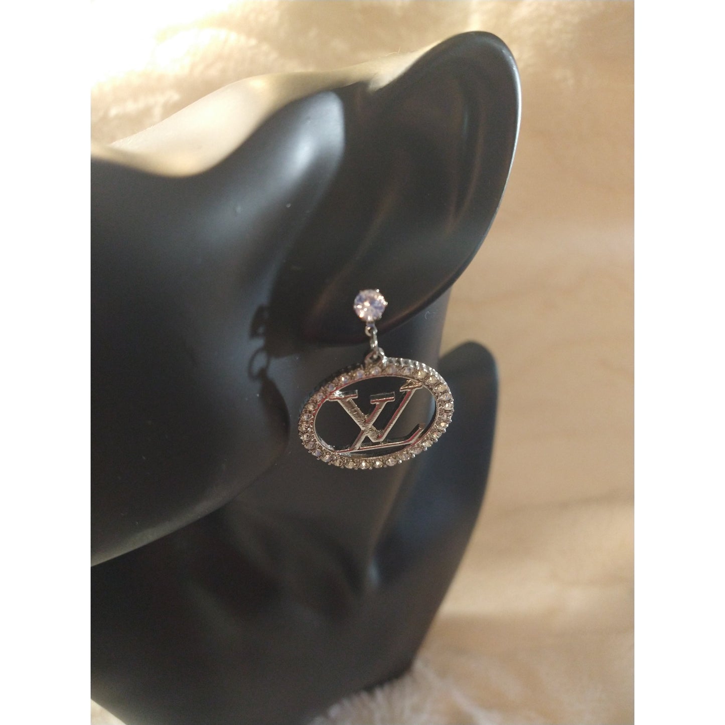 Luxury Fashion Round Rhinestone Monogram Earrings