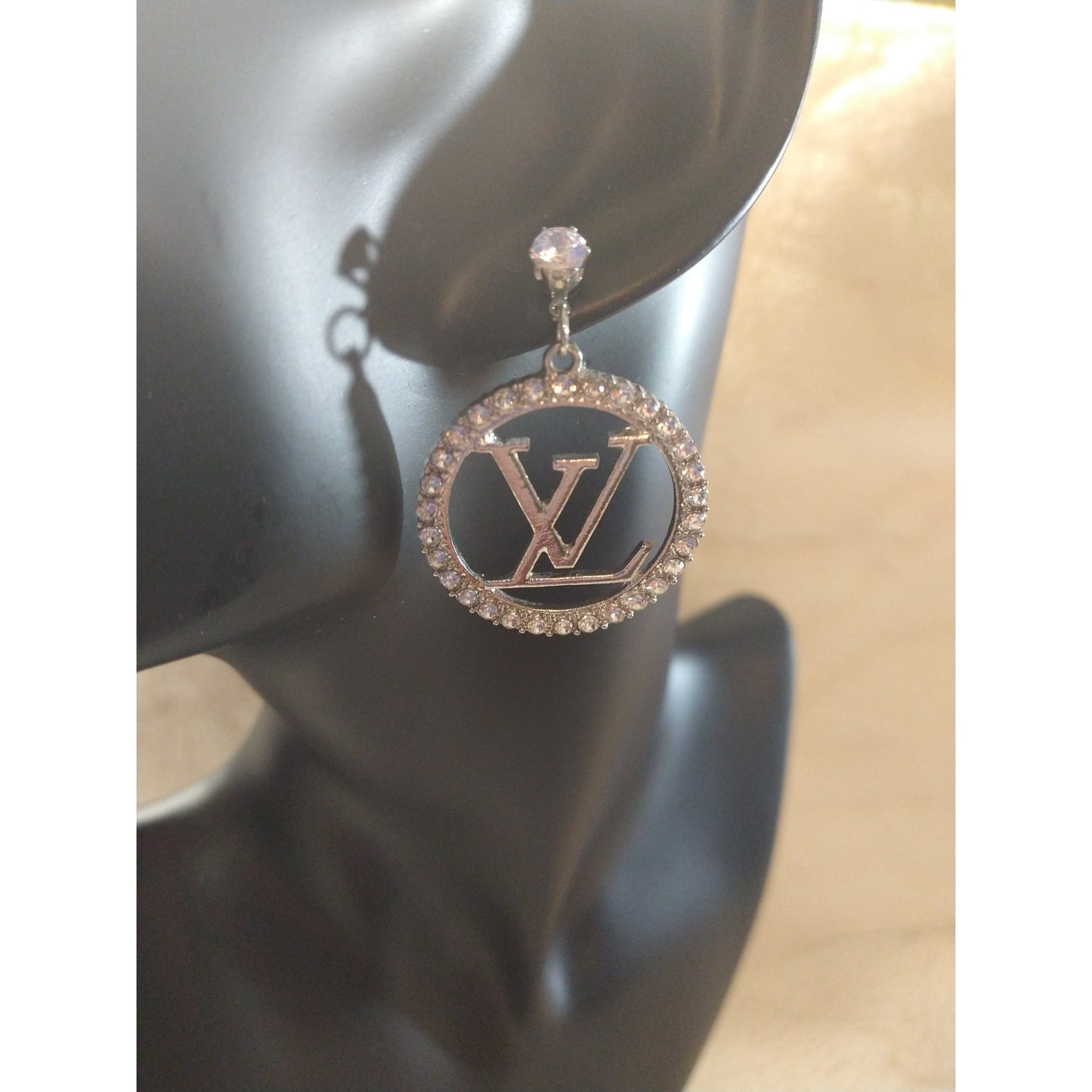 Luxury Fashion Round Rhinestone Monogram Earrings