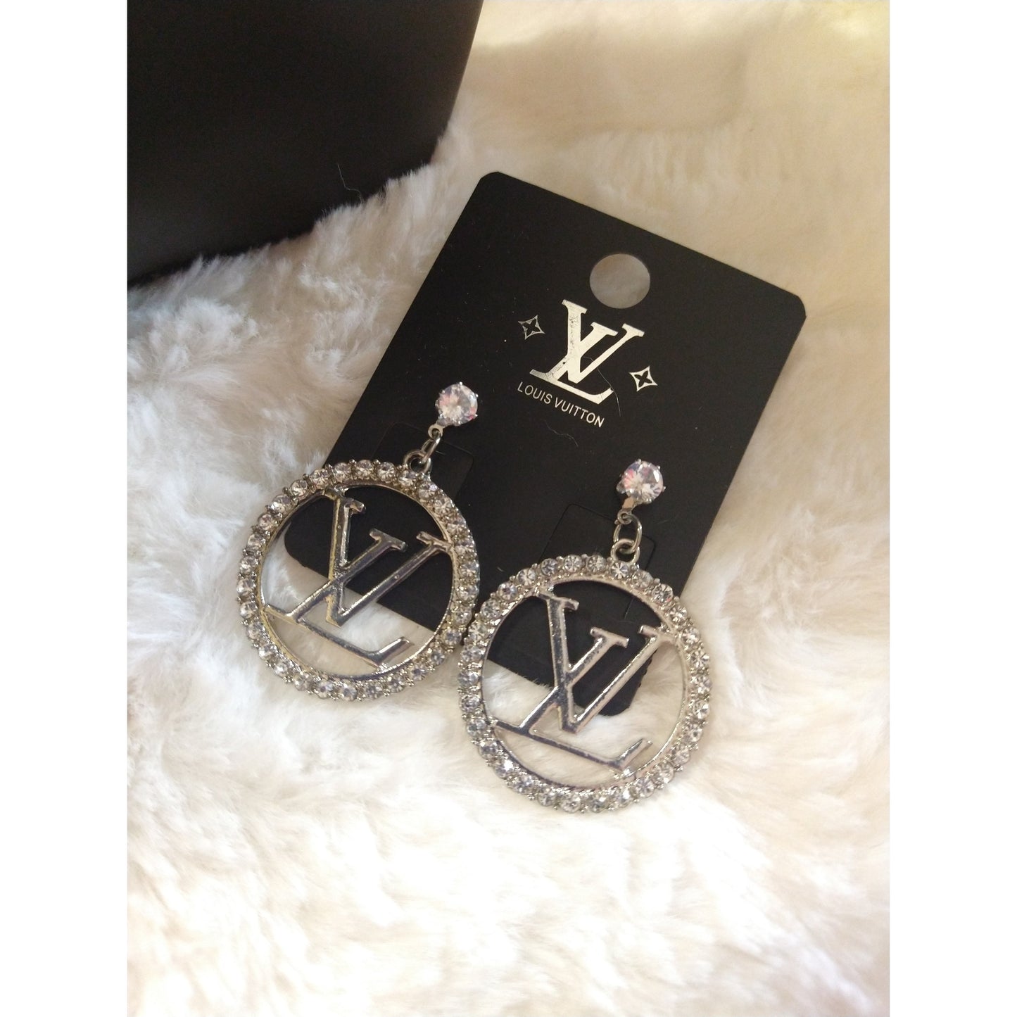 Luxury Fashion Round Rhinestone Monogram Earrings