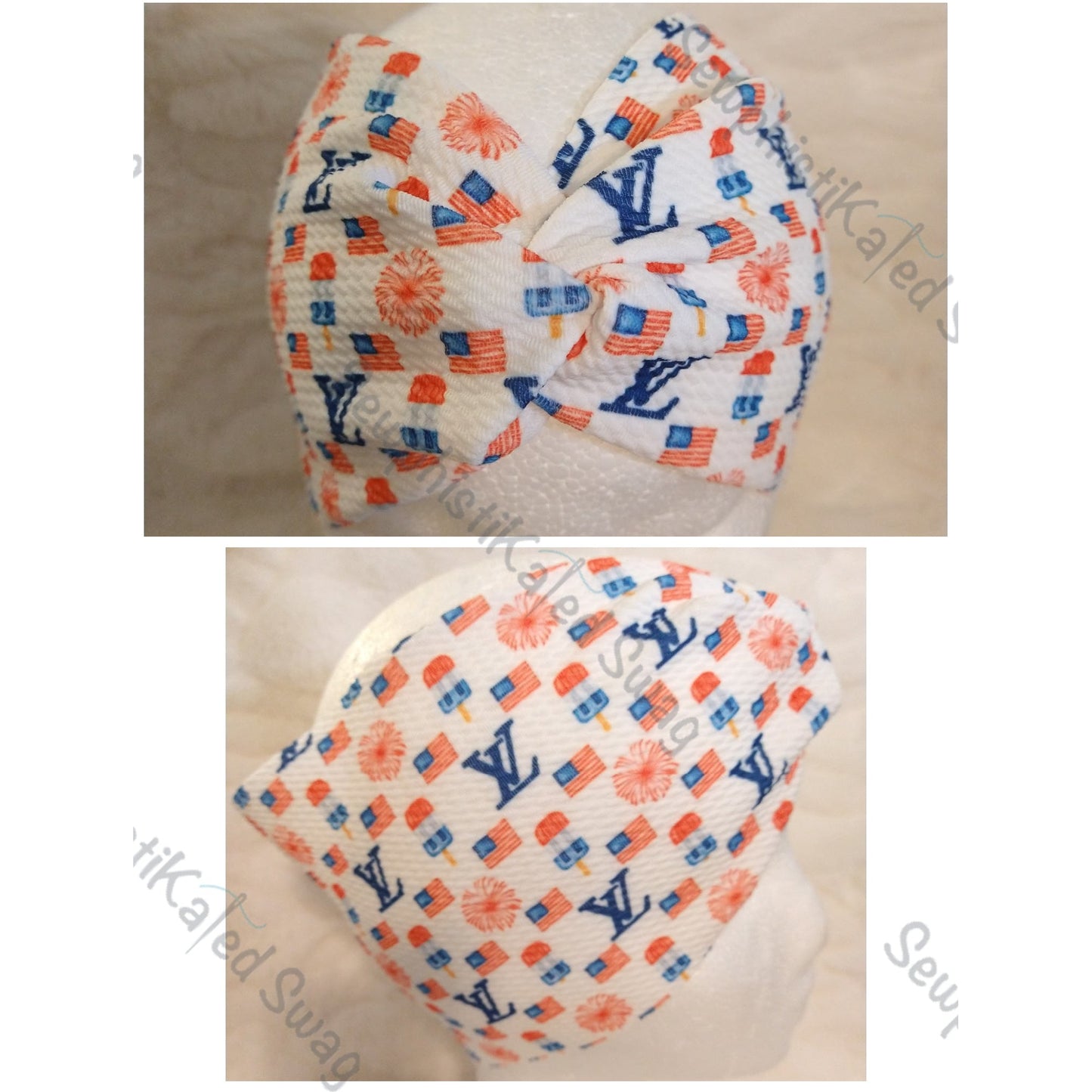 Red, White, & Blue Monogram Bougie Headbands & Scrunchies