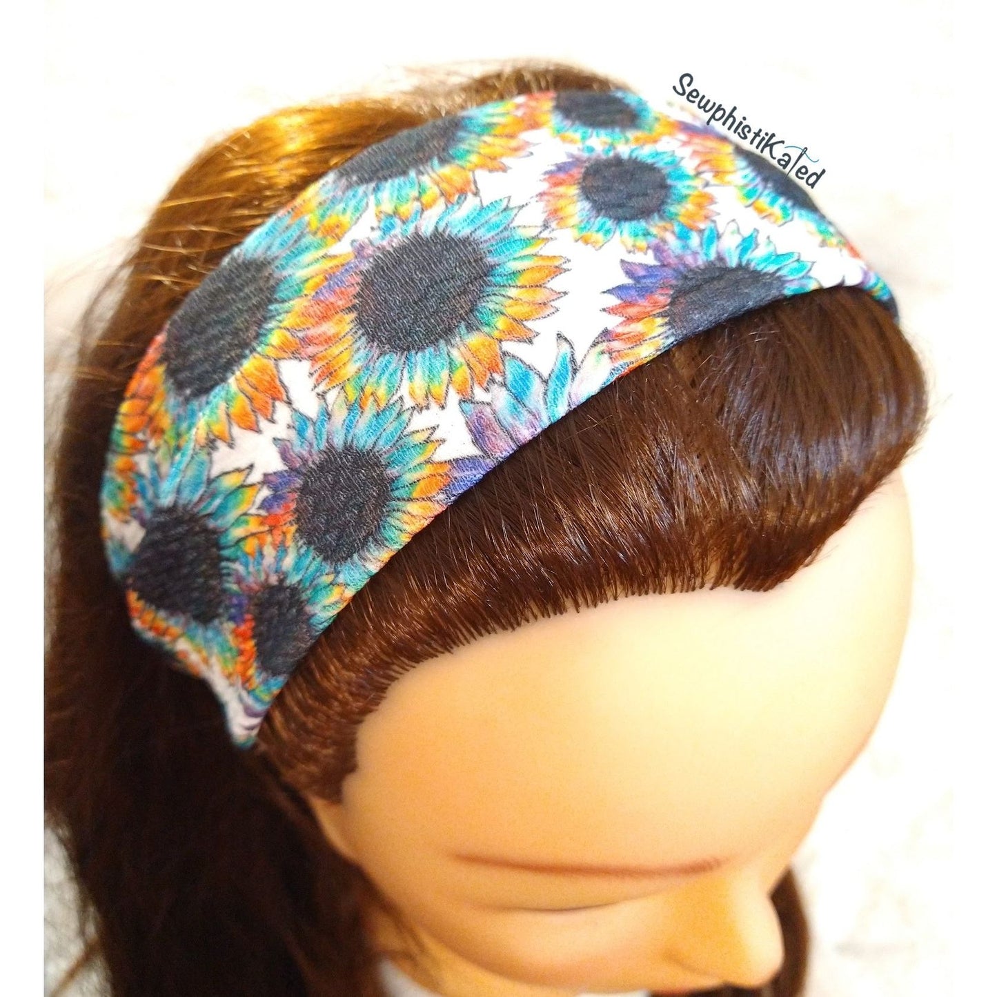Rainbow Sunflowers Twisted Headband & Scrunchie