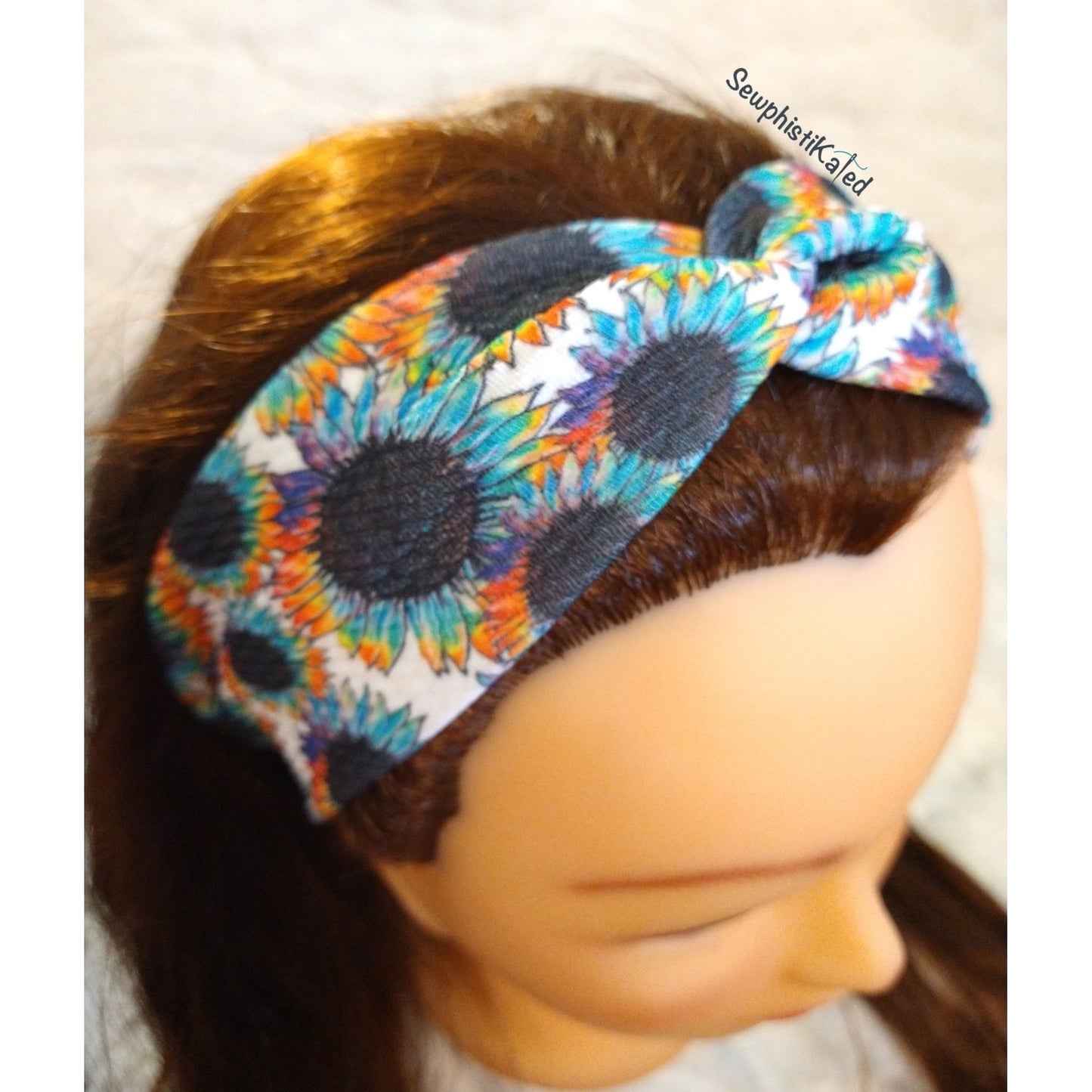 Rainbow Sunflowers Twisted Headband & Scrunchie