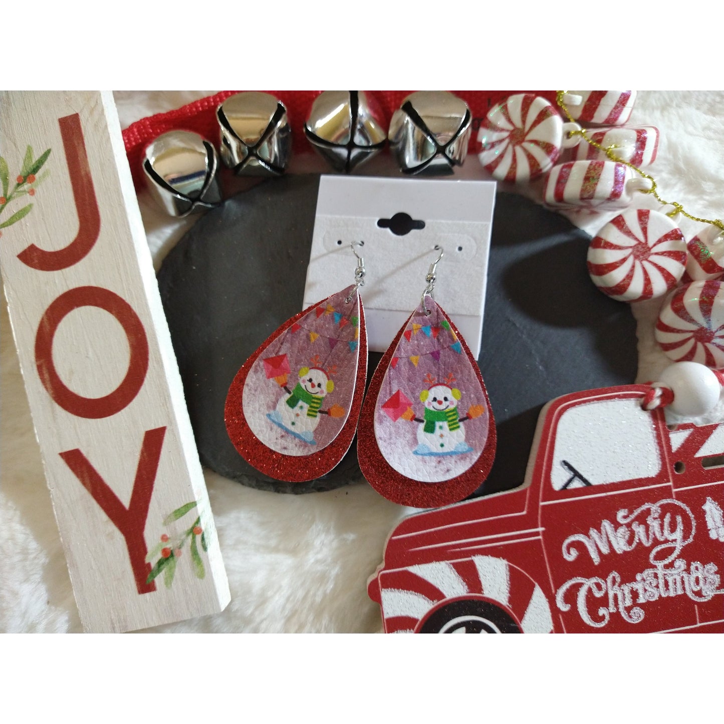 Christmas Faux Leather Earrings