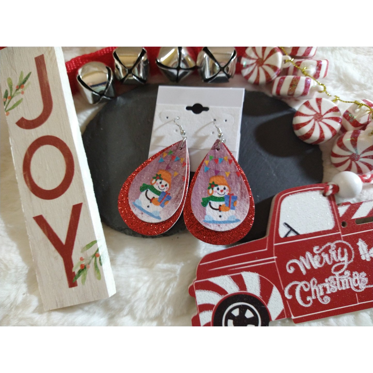 Christmas Faux Leather Earrings