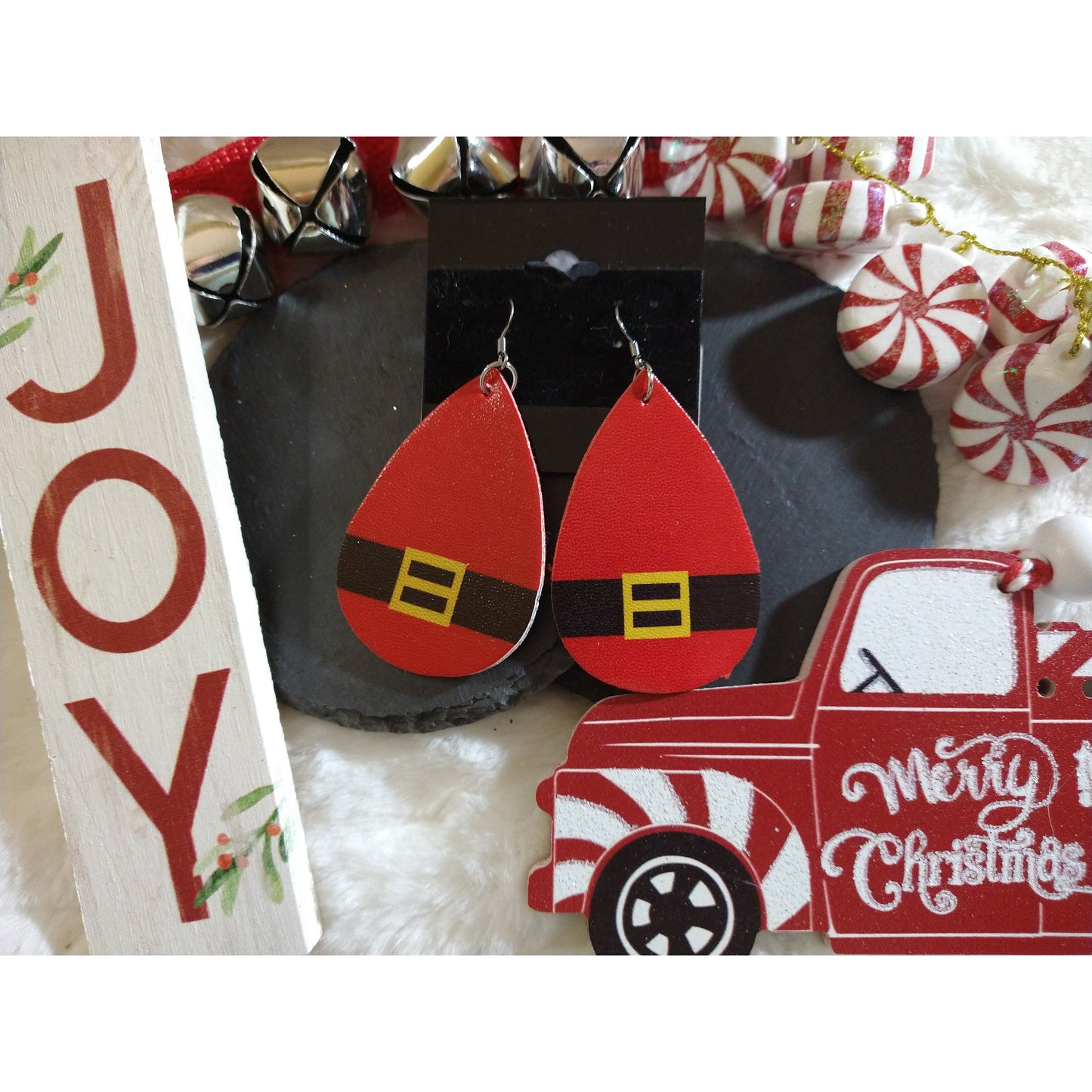 Christmas Faux Leather Earrings