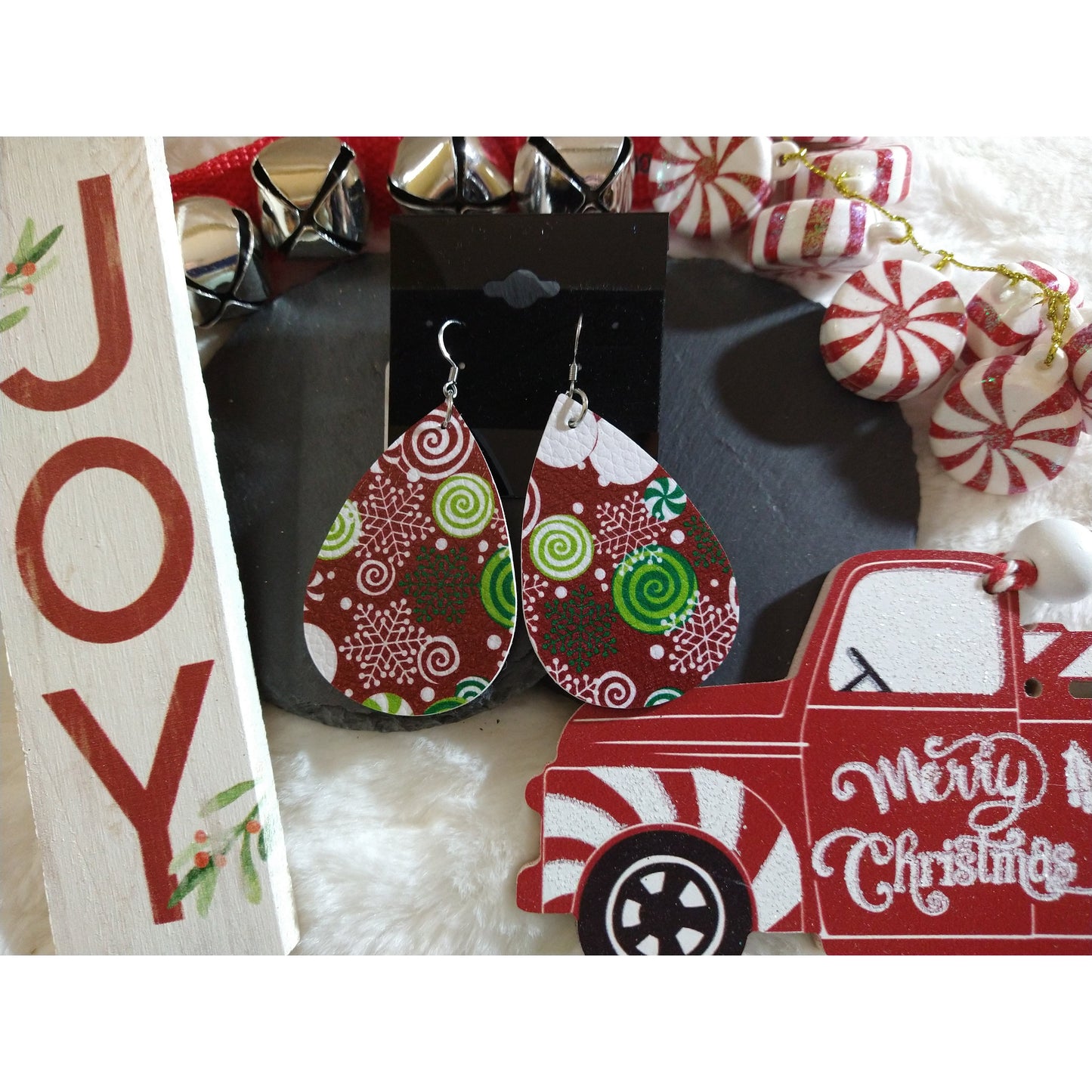 Christmas Faux Leather Earrings