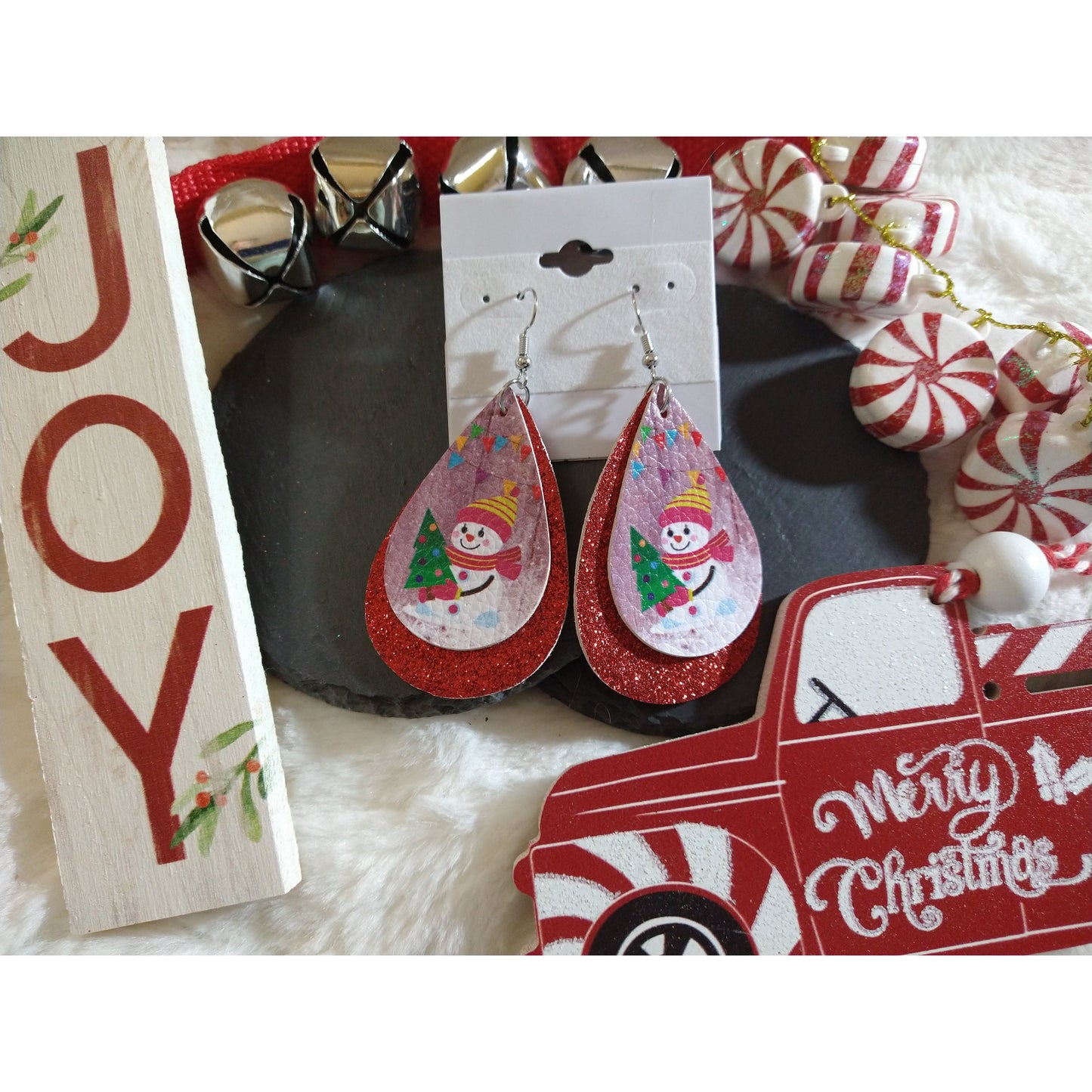 Christmas Faux Leather Earrings
