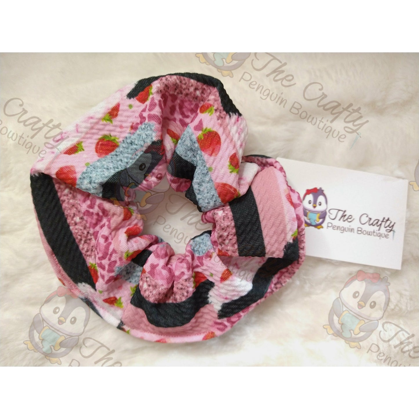 Strawberry & Sparkle Brush Strokes Scrunchie