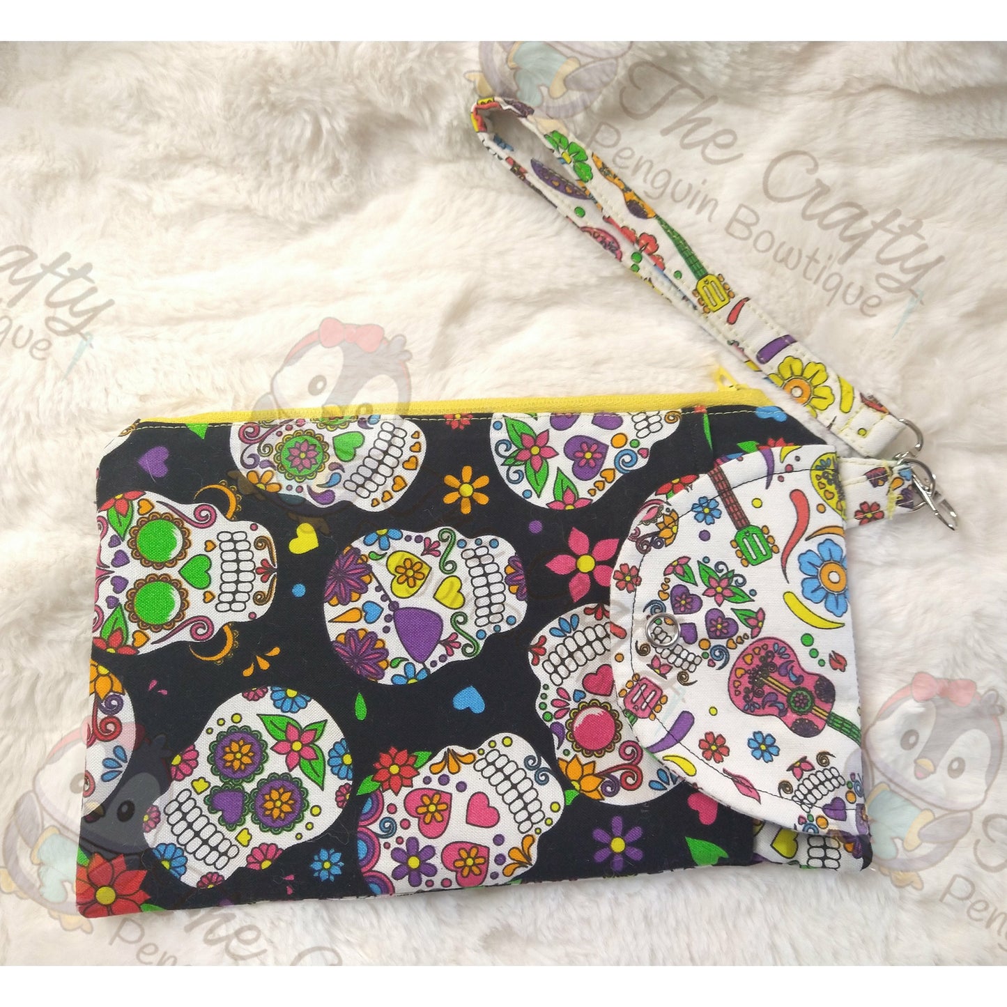 Sugar Skulls Cell Phone Wristlet Pouch