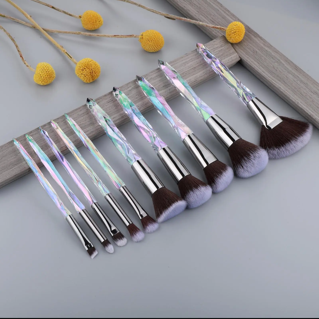10pc Crystalline Design Makeup Brush Set