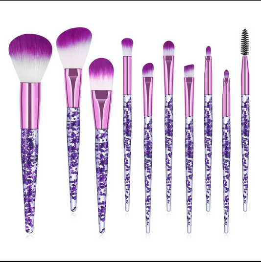 10pc Glitter Makeup Brush Set