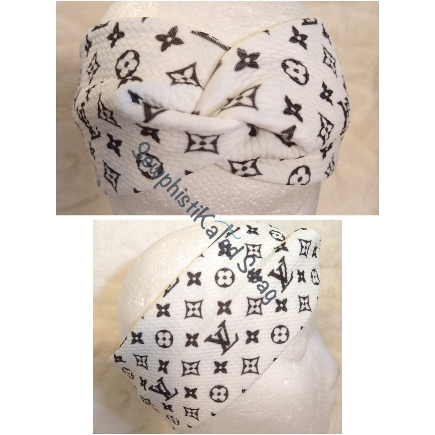 Black on White Monogram Bougie Headbands & Scrunchies