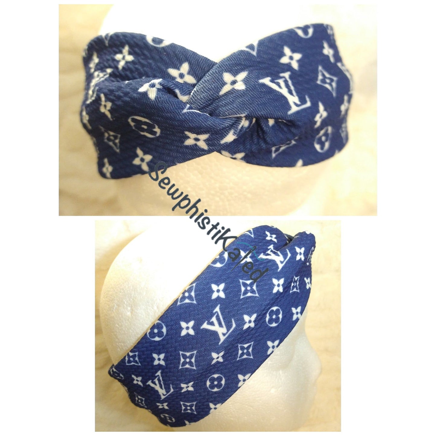 Blue Monogram Bougie Headbands & Scrunchies