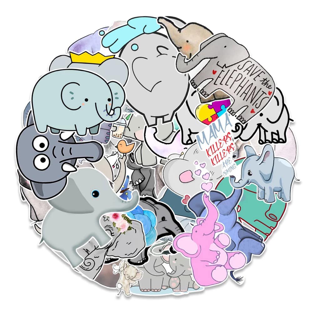 Elephant 50pc Sticker Pack
