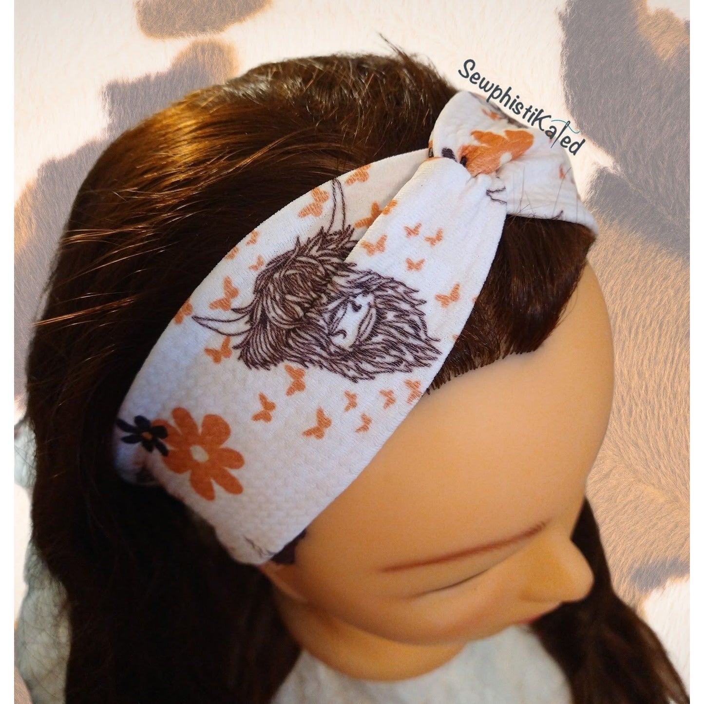 Highland Cow Daisy Headbands & Scrunchies