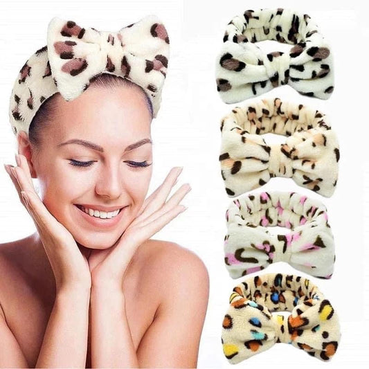 Leopard Print Face Wash Headbands