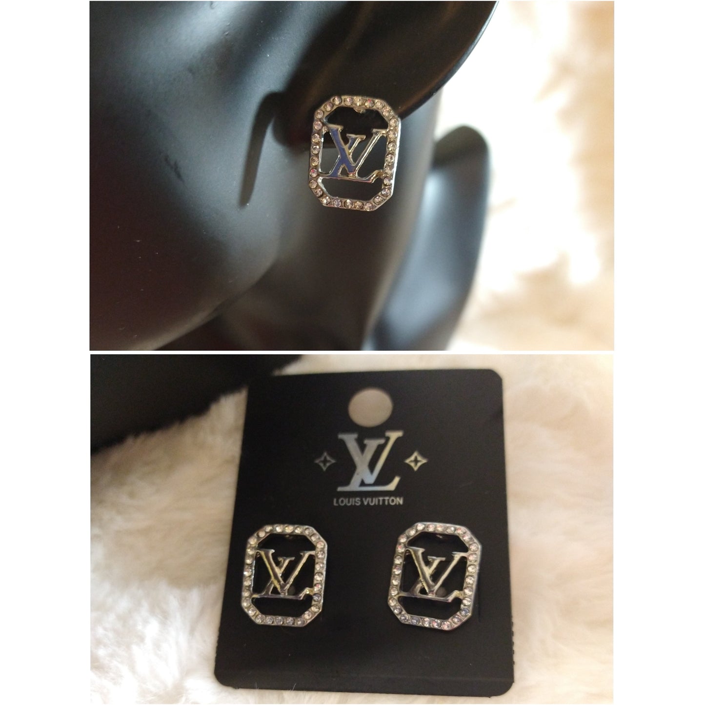 Luxury Fashion Rhinestone Monogram Stud Earrings