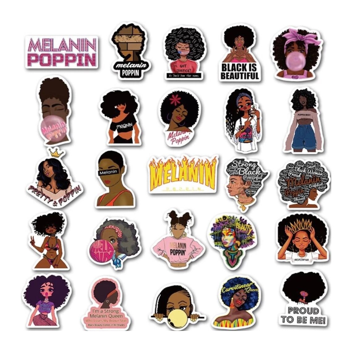 Melanin Poppin' Stickers