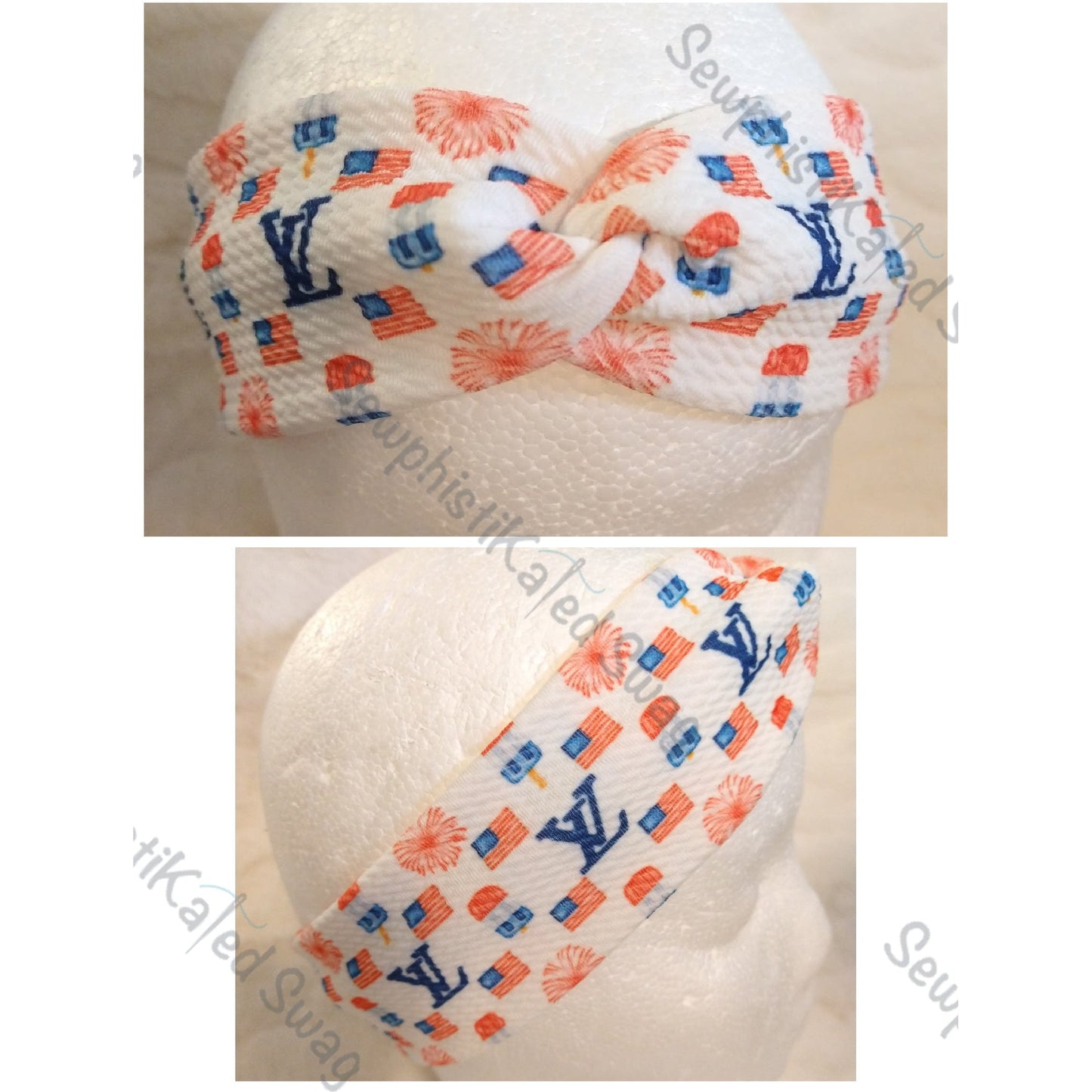 Red, White, & Blue Monogram Bougie Headbands & Scrunchies