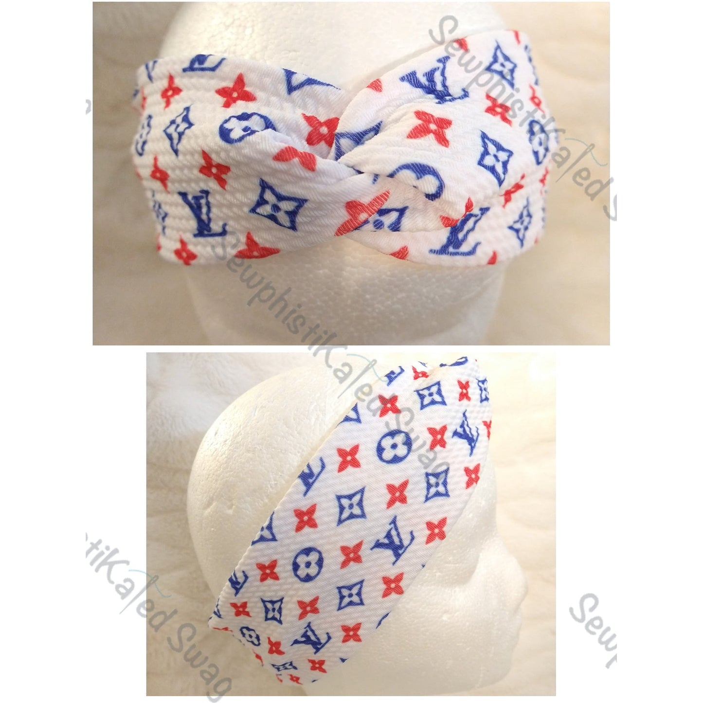 Red, White, & Blue Monogram Bougie Headbands & Scrunchies