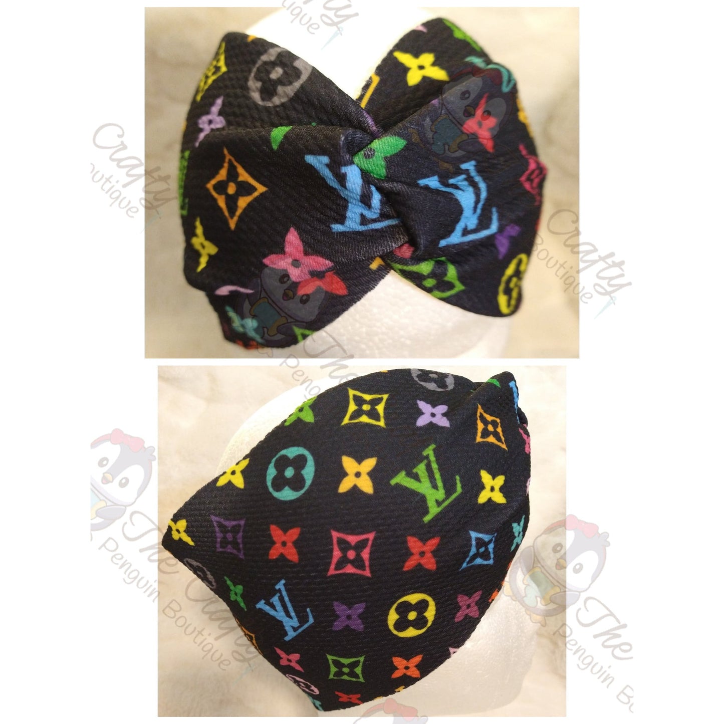Black Multicolor Monogram Bougie Headbands & Scrunchies